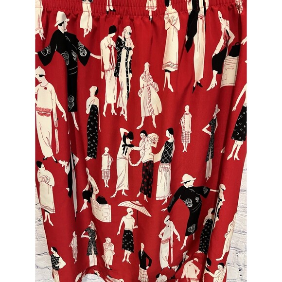 Susan Graver Style Skirt Women’s Black Red People Print Pull On Plus Size 2X - Picture 1 of 5